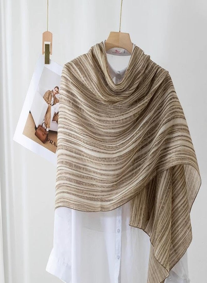 HURESON Women Premium Hijab Head Scarf Lightweight stripe Scarves Soft Shawls and Wraps for Dresses (Khaki) - Image 4